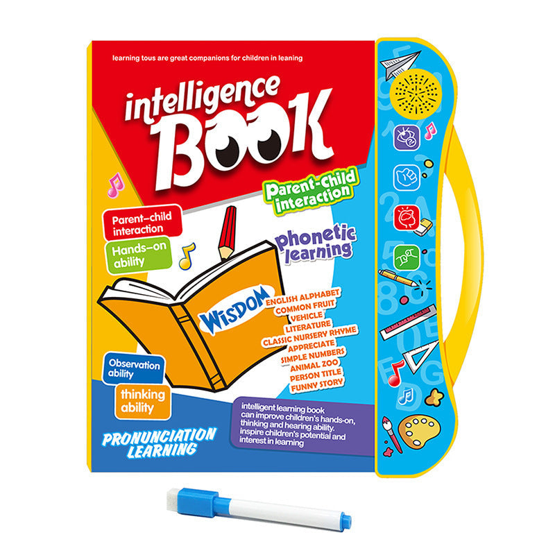 Kids Interactive Learning Book with Sounds, Alphabet, Number and Shape Activity Book with Erasable Write and Wipe Pages for Preschool