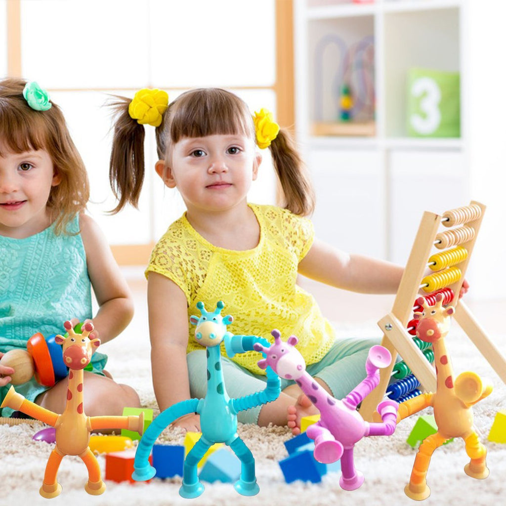 Giraffe Fidget Toy Set with Bendy Twistable Arms and Legs, Battery Free Travel Fidget Toys for Kids and Adults