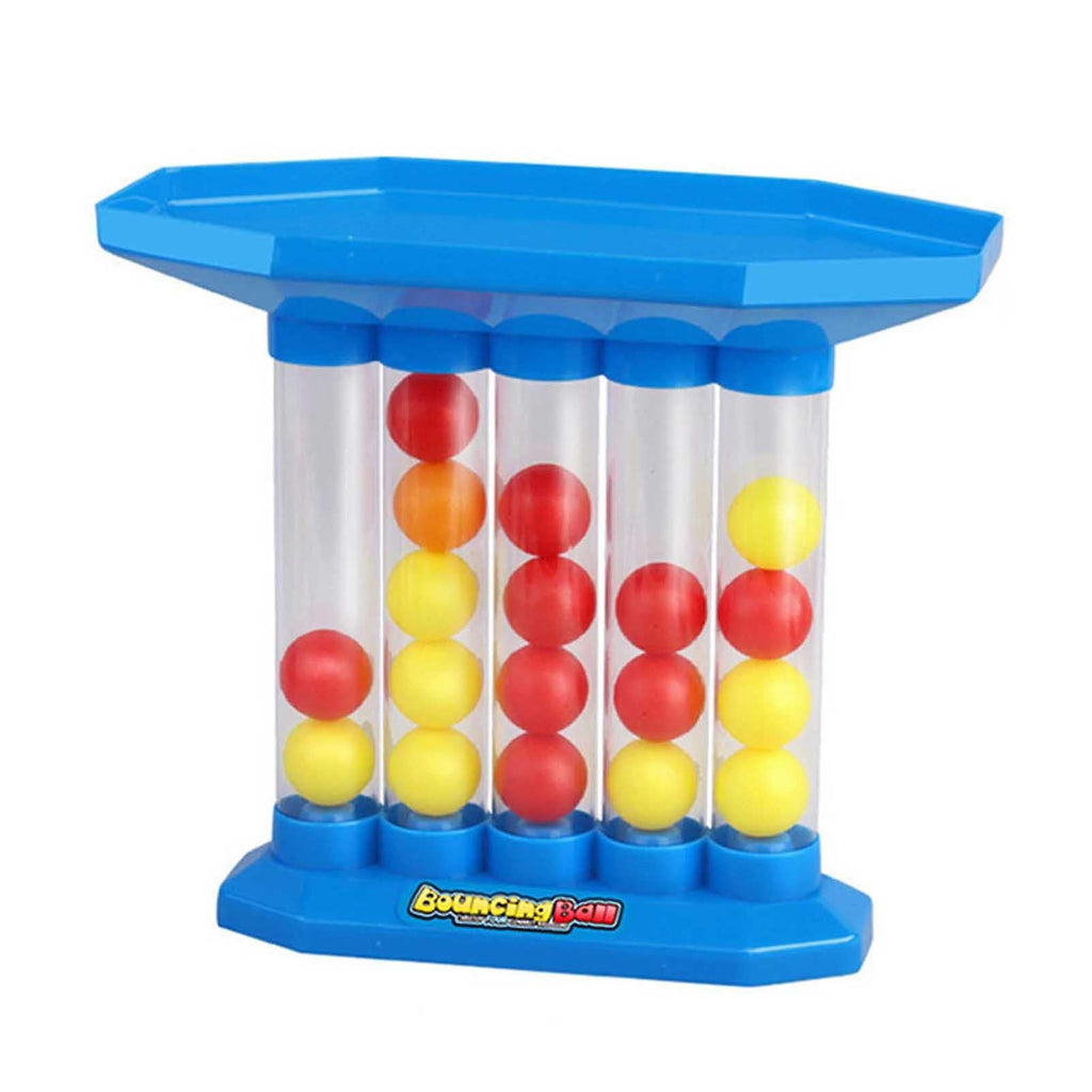 Four in a Row Bounce Ball Game, Turn-Based Bouncing Ball Set with Colorful Balls and Top Tray Grid for Kids and Family