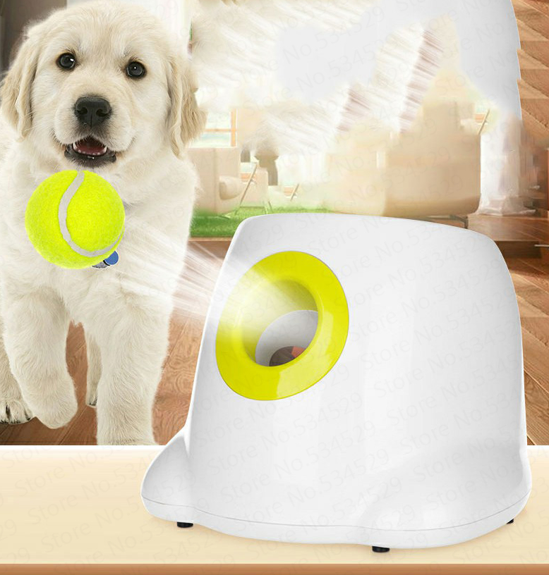 Automatic Dog Ball Launcher, Adjustable 10 20 30 ft Launch Distance, 3 Mini Tennis Balls Included, Fetch Toy for Dogs