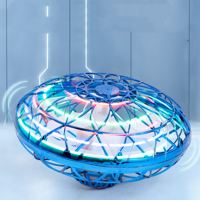 Mini Flying UFO Drone - Neon LED, USB Rechargeable, Palm-Sized Kids Toy