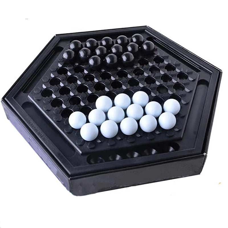 Marble Strategy Board Game for 2 Players, Push and Block Tabletop Game with Black and White Marbles