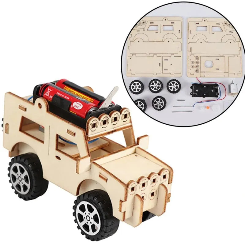 Wooden STEM Building Kit for Kids with Car, Plane and Ferris Wheel Models, 9 Toy Set Option