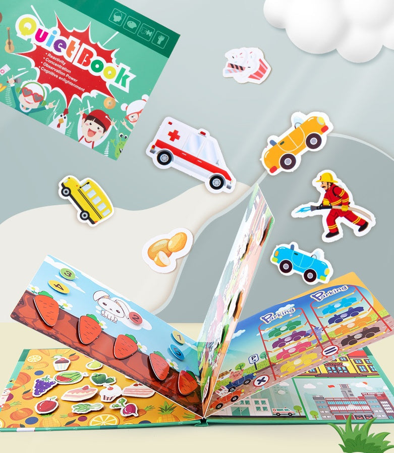 Montessori Quiet Book for Kids, Interactive Busy Book with Puzzles, Matching Games and Literacy Pages