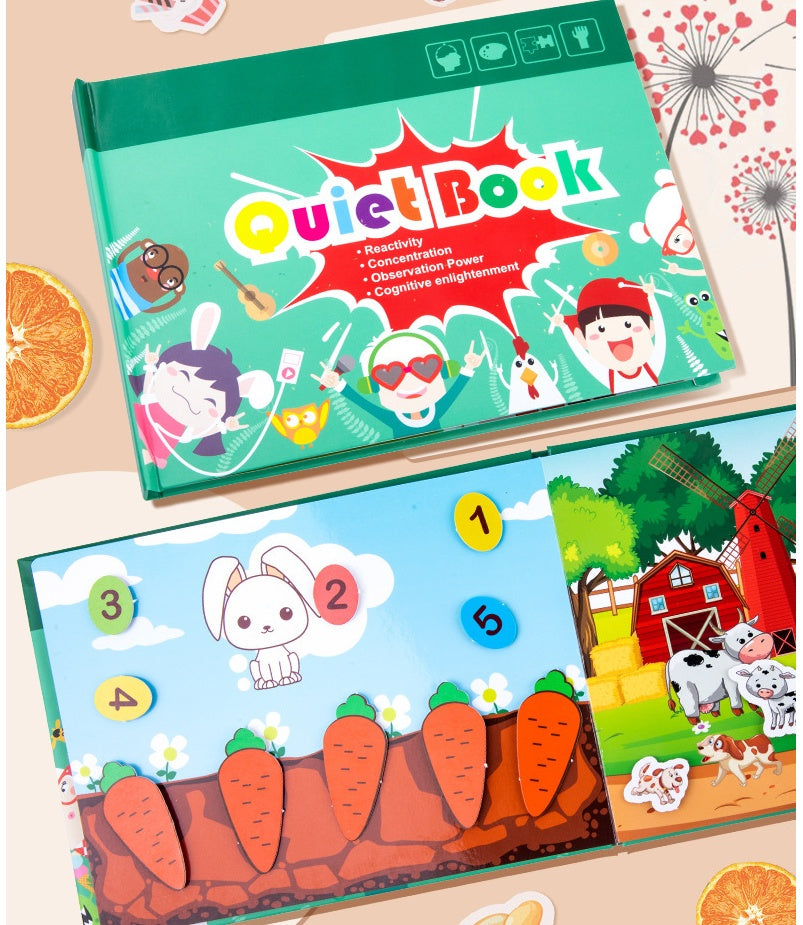 Montessori Quiet Book for Kids, Interactive Busy Book with Puzzles, Matching Games and Literacy Pages