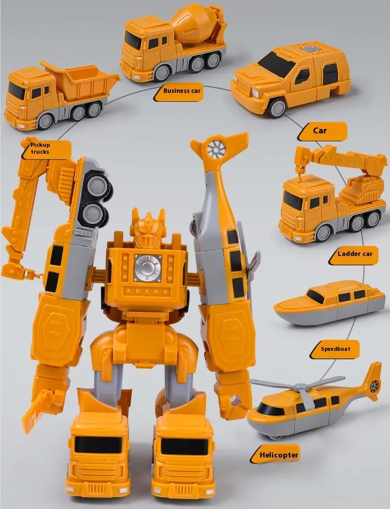 Magnetic Transformer Car Set, Interchangeable Building Toy that Makes Dump Trucks, Helicopters and a Robot