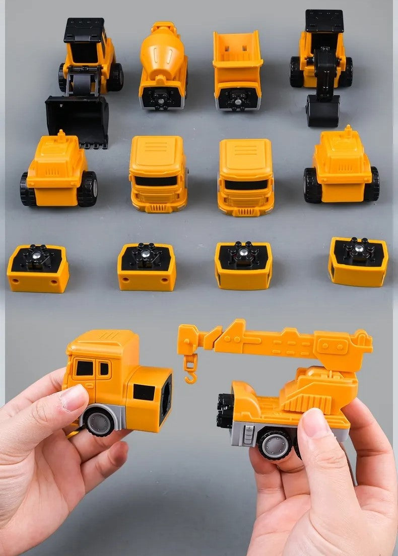 Magnetic Transformer Car Set, Interchangeable Building Toy that Makes Dump Trucks, Helicopters and a Robot