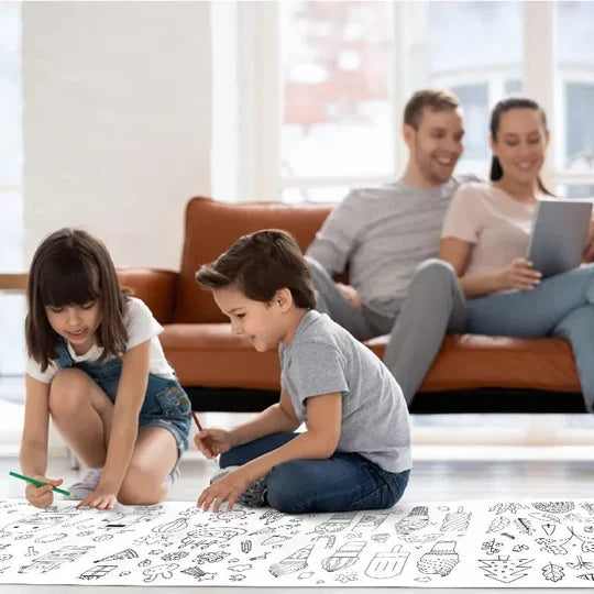 Extra Large Coloring Sheets for Kids, Sticker Coloring Poster Set in 5 Themes, Screen Free Travel Activity
