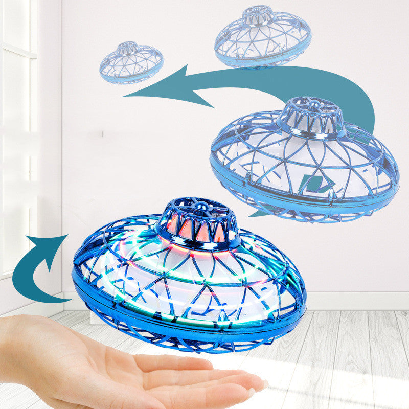 Mini Flying UFO Drone - Neon LED, USB Rechargeable, Palm-Sized Kids Toy