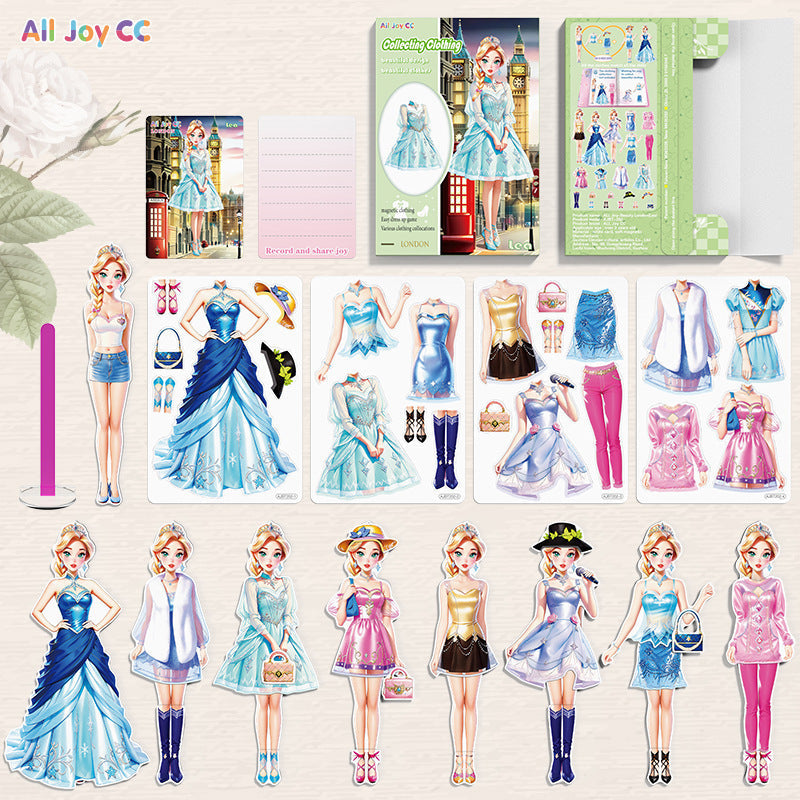 Magnetic Dress Up Doll Book for Kids, Reusable Jackets, Skirts, Dresses and Boots, 9 Character Options, Screen-Free Play