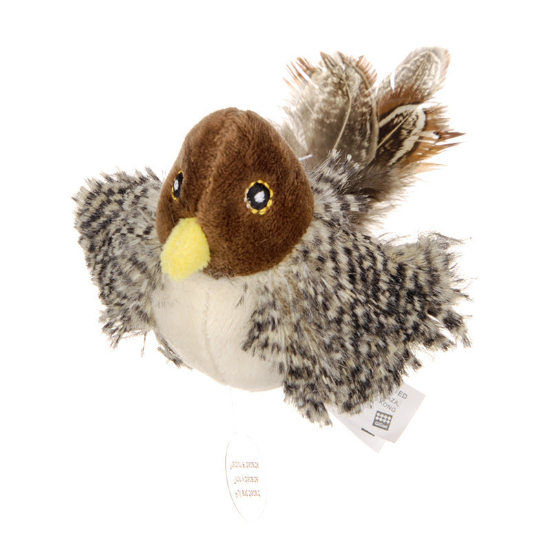 Interactive Cat Toy, Motion Activated Chirping Bird with Soft Plush Body and Feather Tail, Self Play Hunting Toy for Indoor Cats