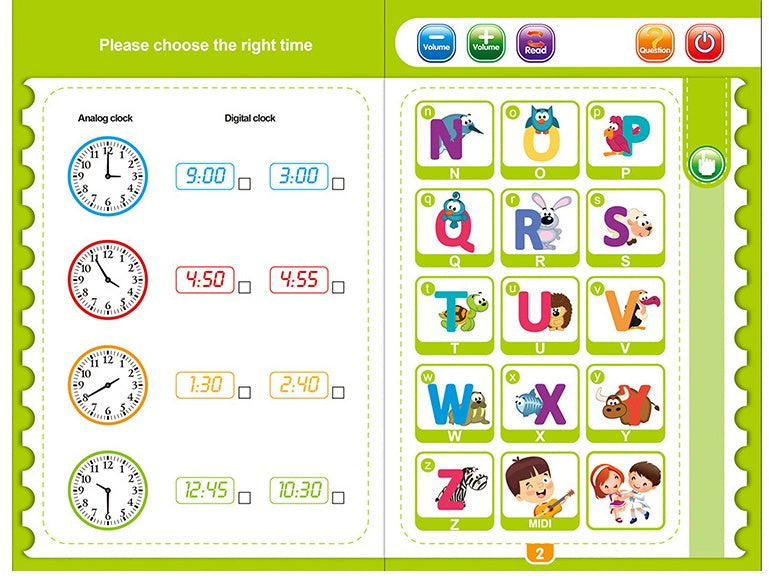 Kids Interactive Learning Book with Sounds, Alphabet, Number and Shape Activity Book with Erasable Write and Wipe Pages for Preschool