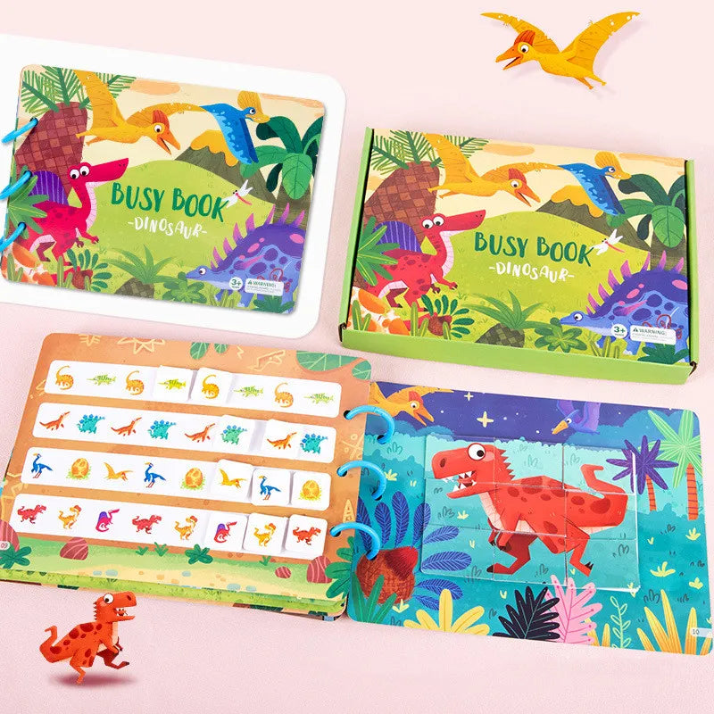 Toddler Busy Book, Interactive Quiet Book with Matching Numbers, Shapes and Animal Activities, 4 Themes for Preschool Learning at Home