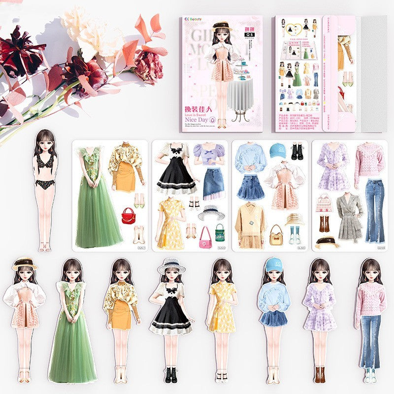 Magnetic Dress Up Doll Book for Kids, Reusable Jackets, Skirts, Dresses and Boots, 9 Character Options, Screen-Free Play