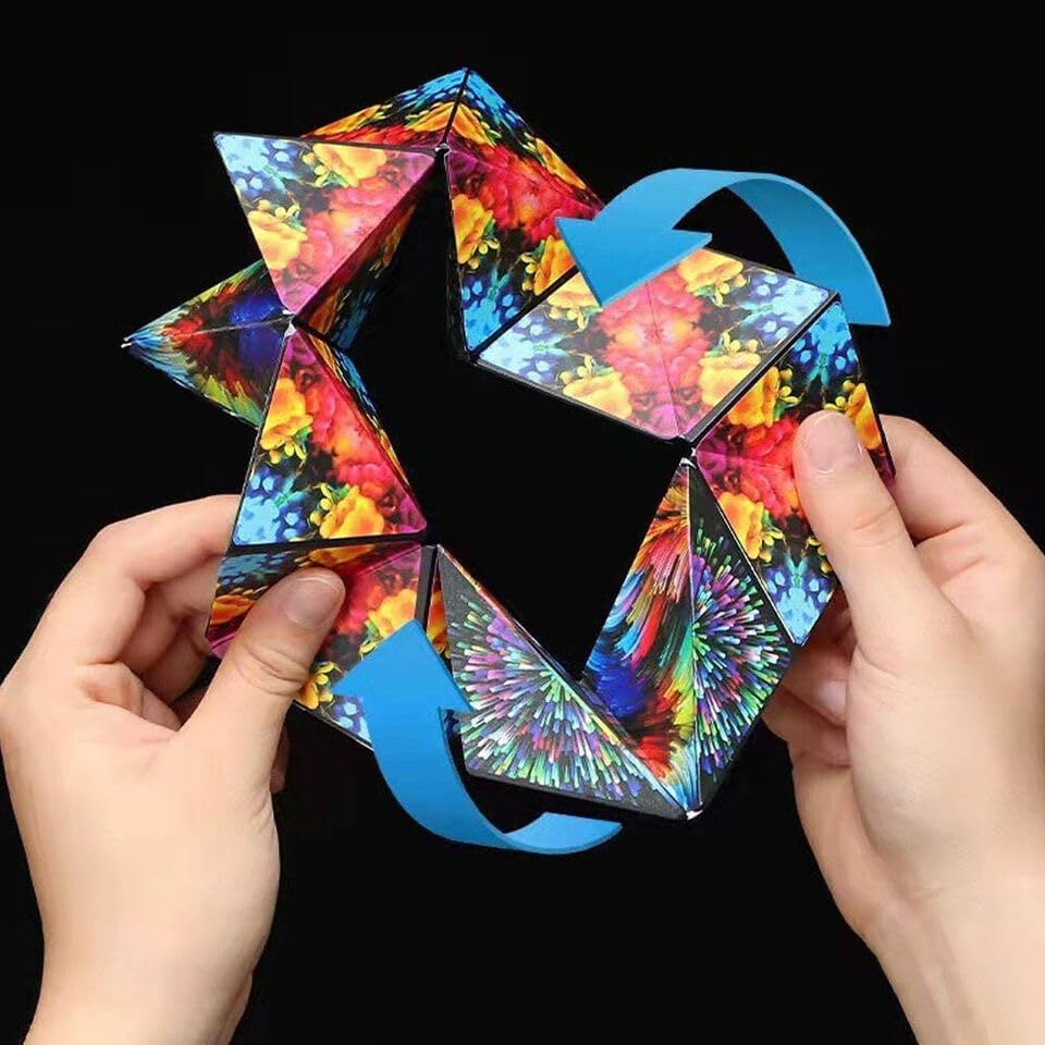 Magnetic Puzzle Cube Fidget Toy, Over 70 Shapes, Links to Other Cubes with Internal Magnets, for Kids and Adults