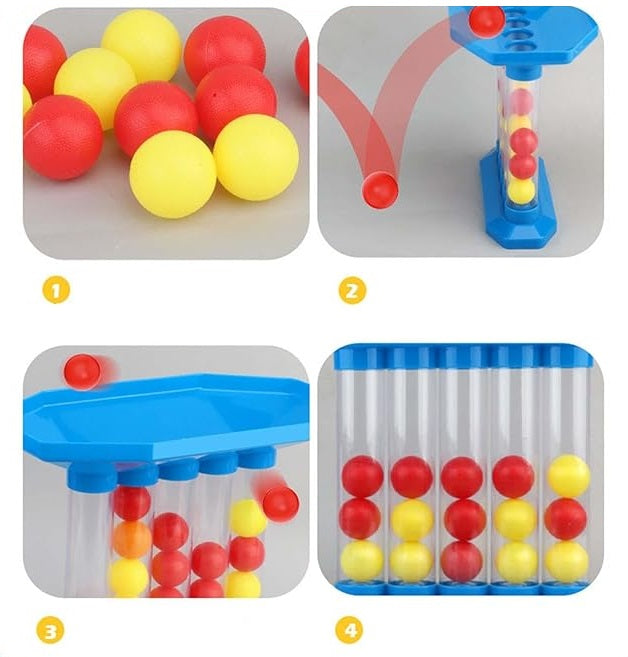 Four in a Row Bounce Ball Game, Turn-Based Bouncing Ball Set with Colorful Balls and Top Tray Grid for Kids and Family