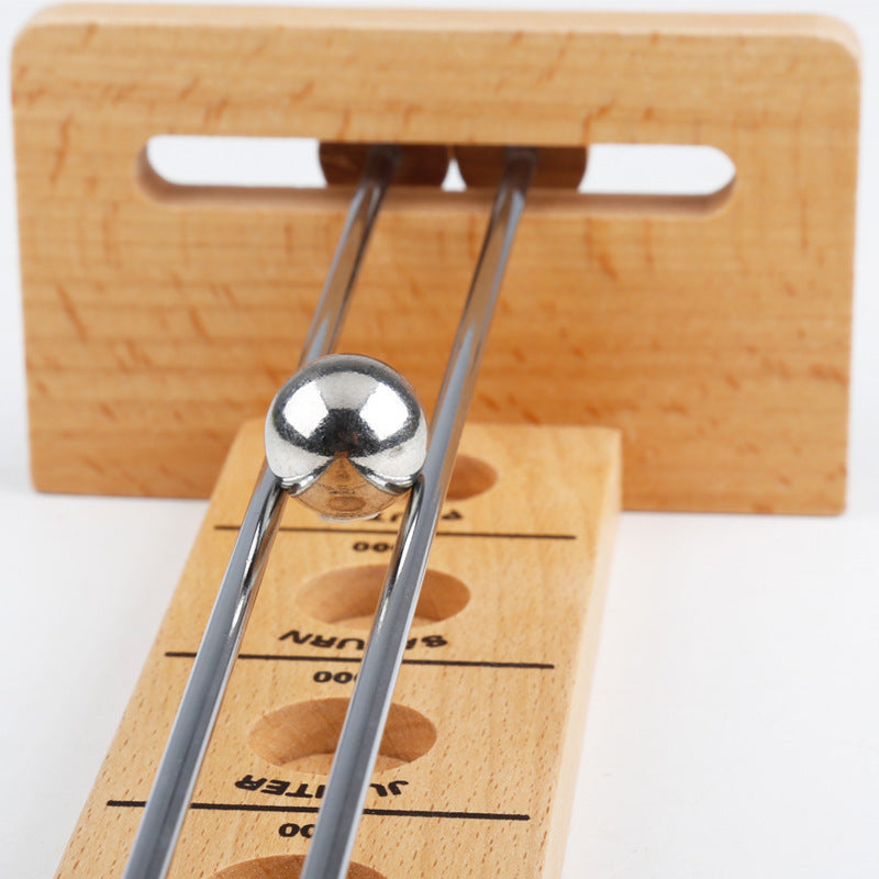 Balance Ball Game, Wooden Handle Tilt Maze with Rails and Scoring Holes, Turn Based Family Tabletop Skill Game