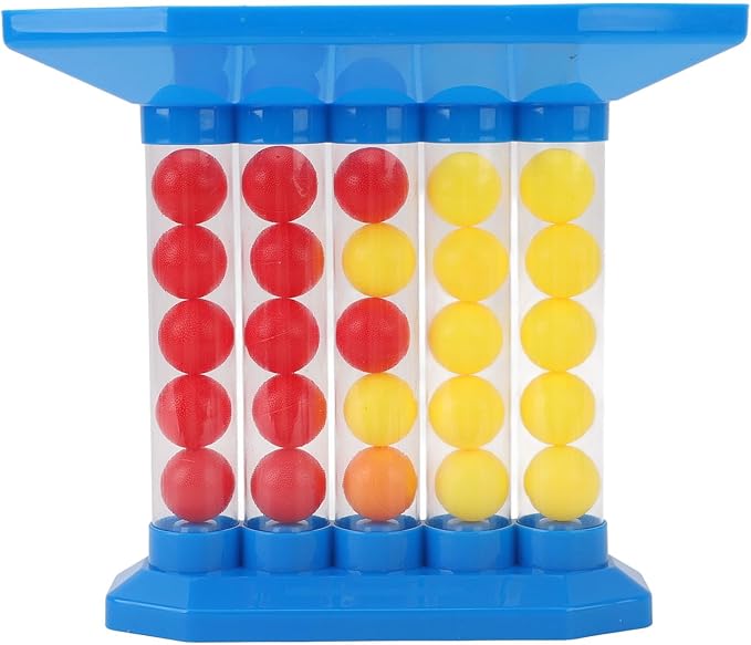 Four in a Row Bounce Ball Game, Turn-Based Bouncing Ball Set with Colorful Balls and Top Tray Grid for Kids and Family