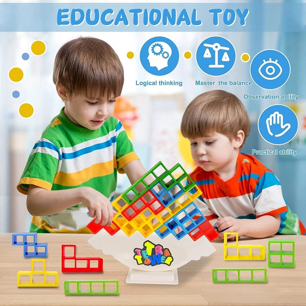 Balance Game for Kids with Sturdy Wooden Blocks | Fun Family Game for Skill Development