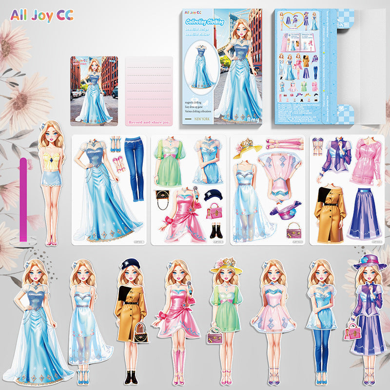 Magnetic Dress Up Doll Book for Kids, Reusable Jackets, Skirts, Dresses and Boots, 9 Character Options, Screen-Free Play