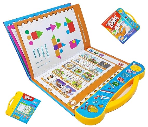 Kids Interactive Learning Book with Sounds, Alphabet, Number and Shape Activity Book with Erasable Write and Wipe Pages for Preschool