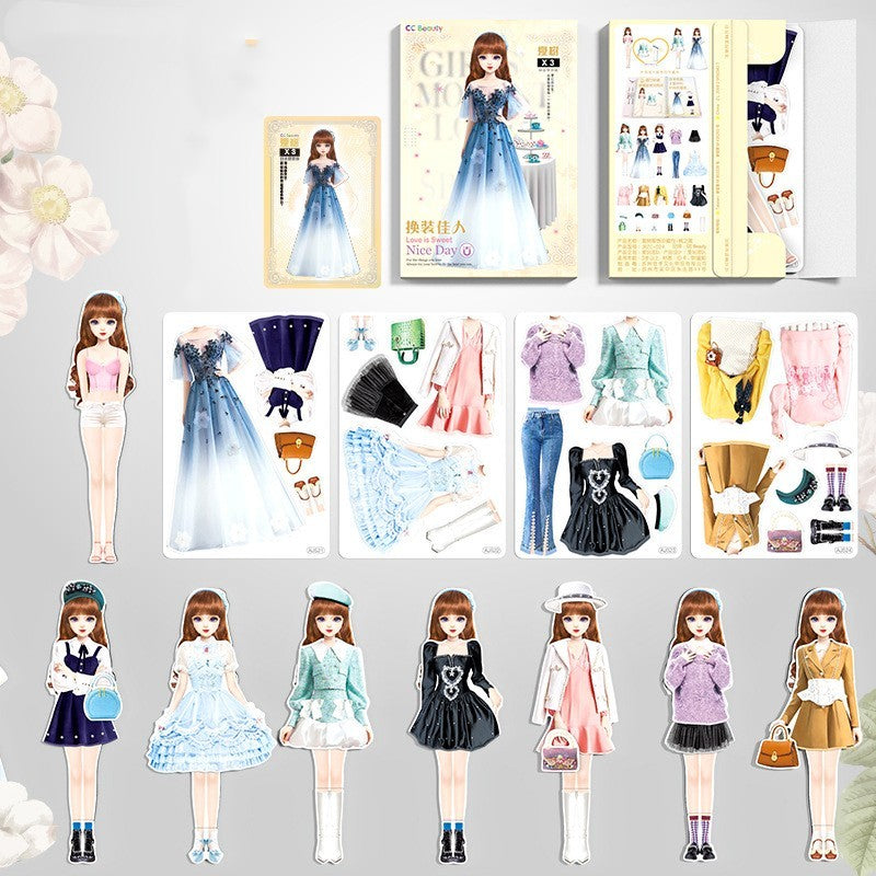 Magnetic Dress Up Doll Book for Kids, Reusable Jackets, Skirts, Dresses and Boots, 9 Character Options, Screen-Free Play