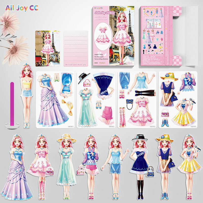 Magnetic Dress Up Doll Book for Kids, Reusable Jackets, Skirts, Dresses and Boots, 9 Character Options, Screen-Free Play
