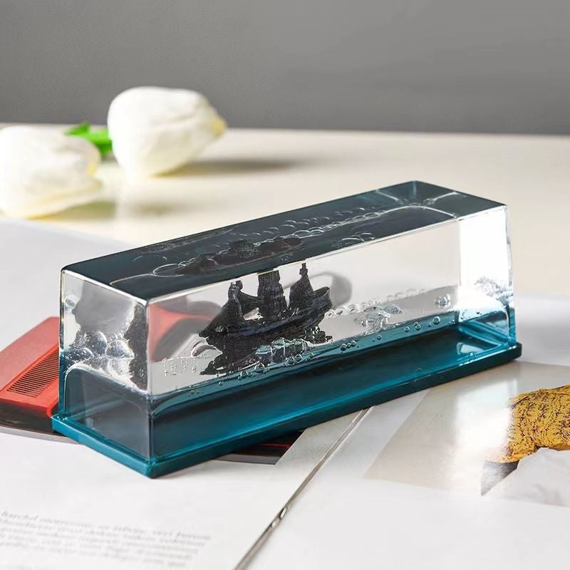 Unsinkable Pirate Ship Ornament - Self-Righting Liquid Wave Decor