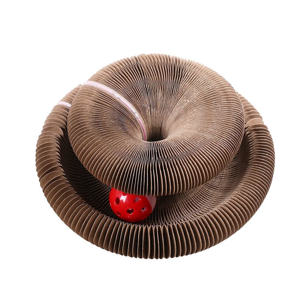 Cat Scratcher with Rolling Ball, Honeycomb Cardboard Scratching Toy for Indoor Cats, Roomy Enough for Multiple Cats