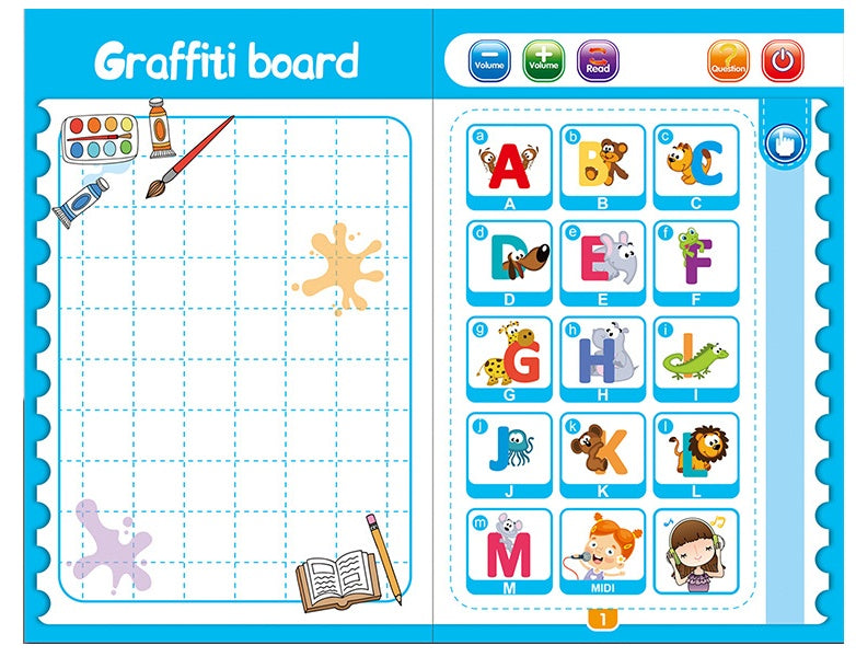 Kids Interactive Learning Book with Sounds, Alphabet, Number and Shape Activity Book with Erasable Write and Wipe Pages for Preschool