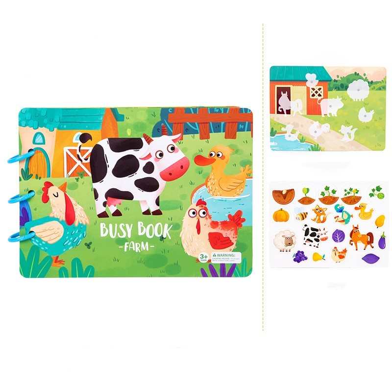 Toddler Busy Book, Interactive Quiet Book with Matching Numbers, Shapes and Animal Activities, 4 Themes for Preschool Learning at Home