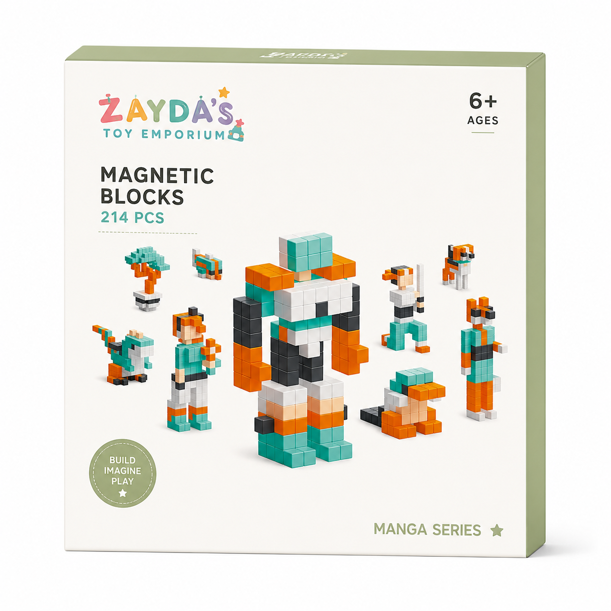 Zayda's - 214 Magnetic Blocks | Magnetic Building Toy & STEM Construction Set + Free App