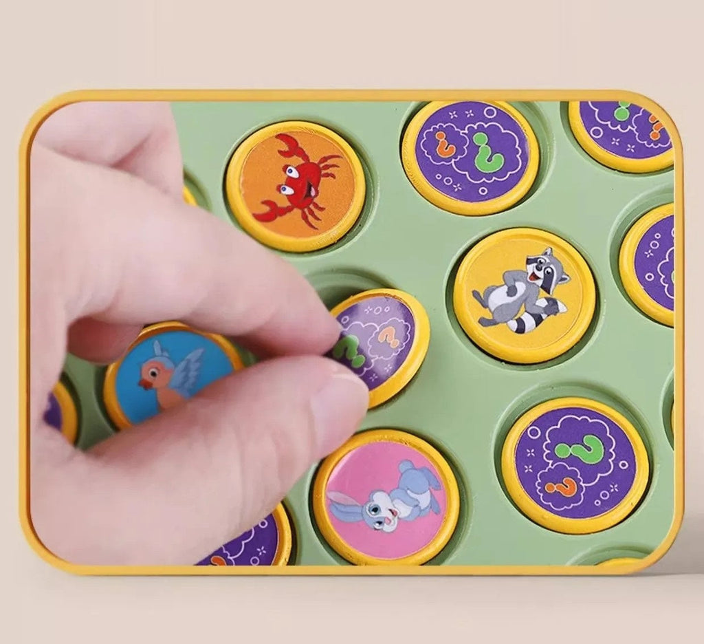 Animal Memory Flip Game with Matching Discs, Screen Free Matching Pairs Game for Kids and Family Game Night