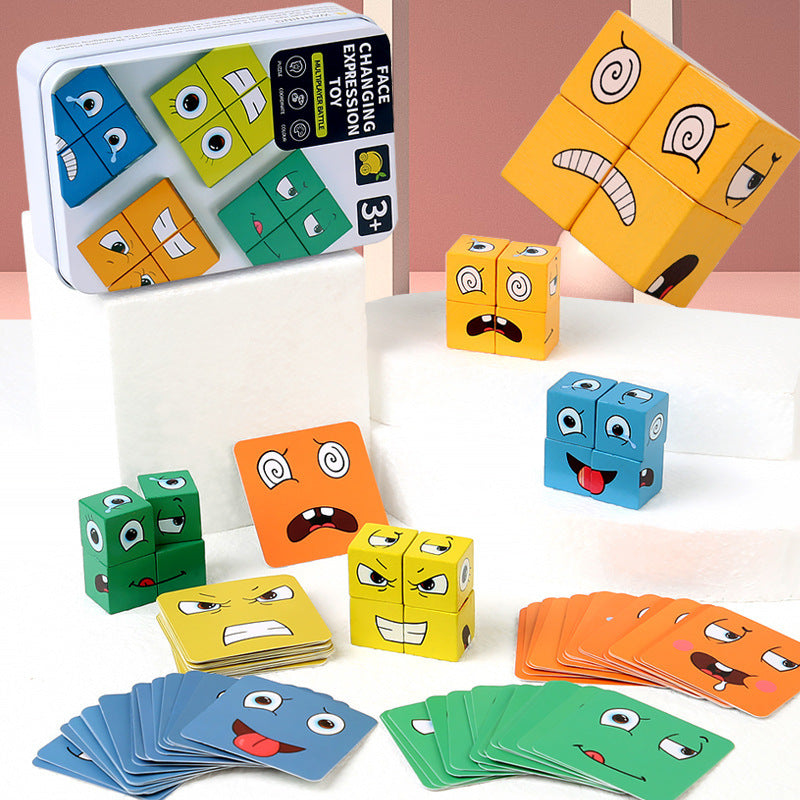Face Matching Cube Game with Expression Cards for Family Game Night, Fast Paced Speed Matching Game for Kids