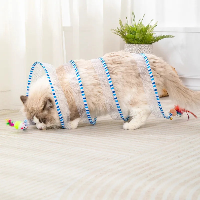 Foldable Cat Tunnel with Dual Openings | Space-Saving Hideaway for Playful Cats
