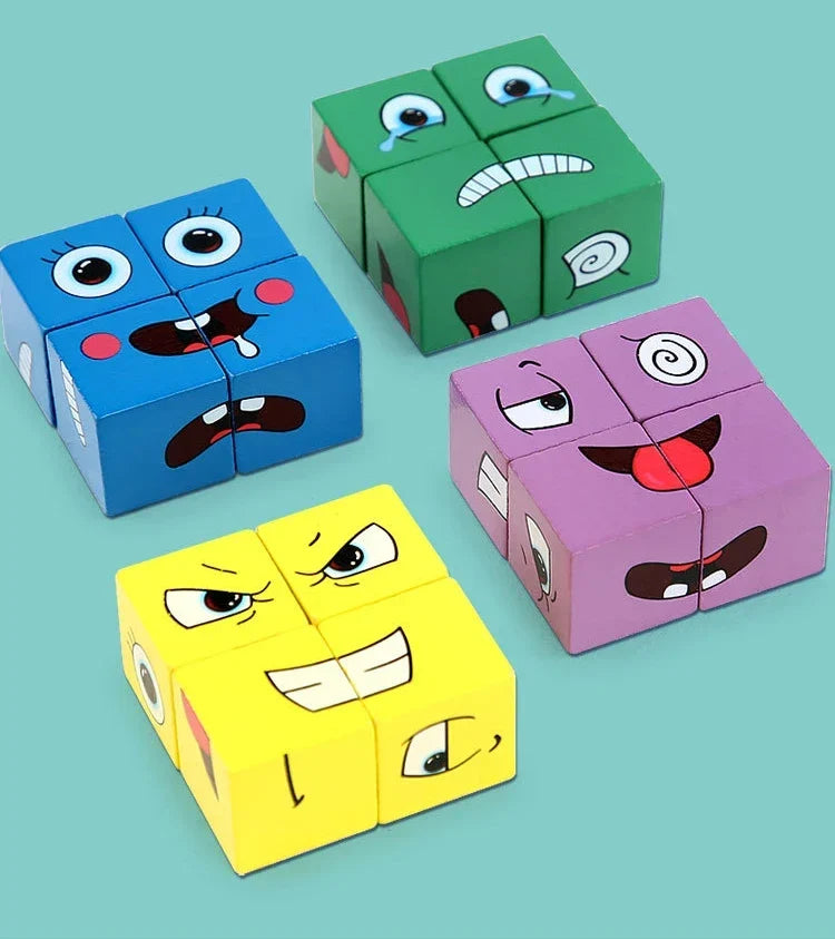 Face Matching Cube Game with Expression Cards for Family Game Night, Fast Paced Speed Matching Game for Kids