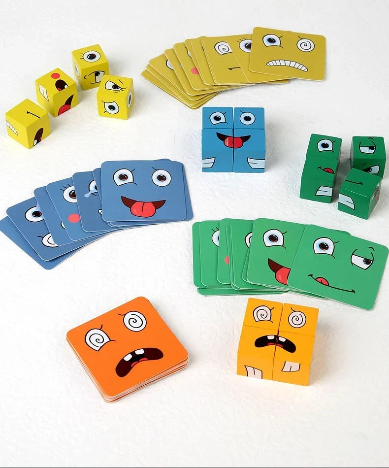 Face Matching Cube Game with Expression Cards for Family Game Night, Fast Paced Speed Matching Game for Kids