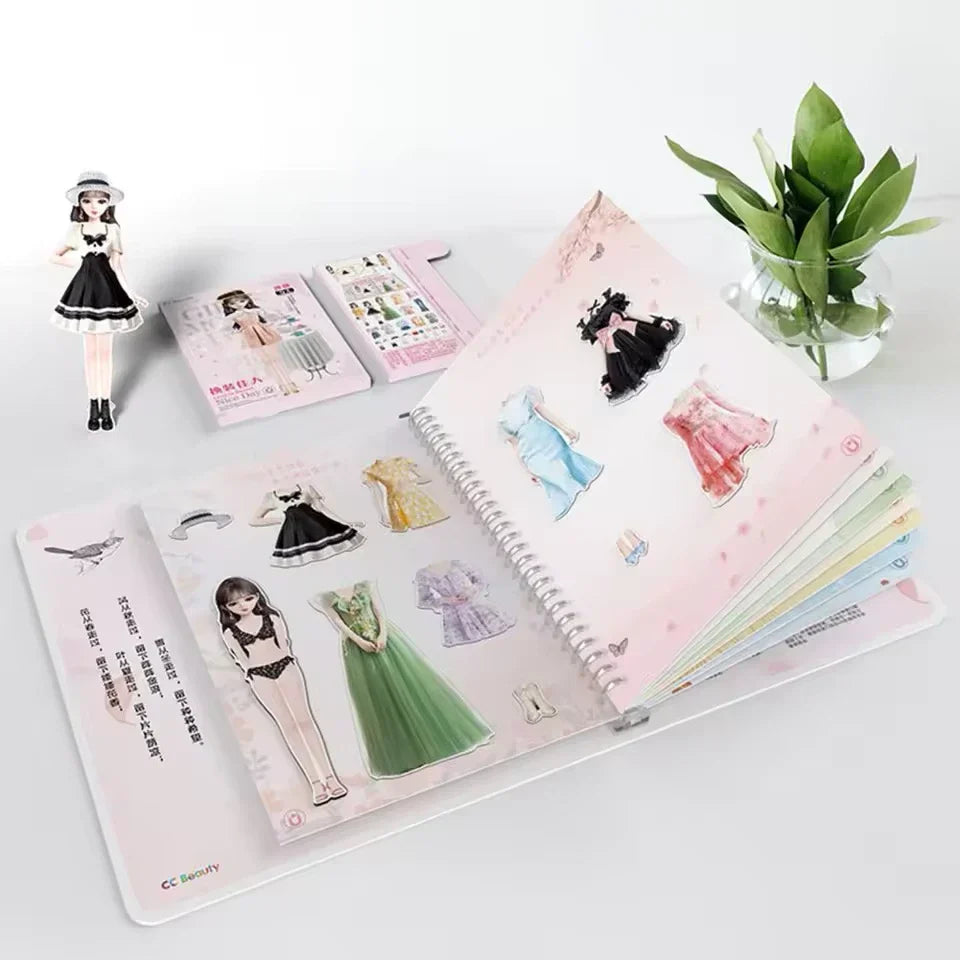 Magnetic Dress Up Doll Book for Kids, Reusable Jackets, Skirts, Dresses and Boots, 9 Character Options, Screen-Free Play