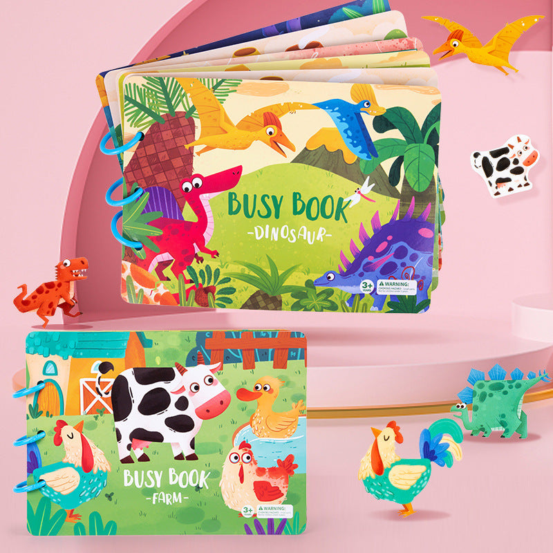 Toddler Busy Book, Interactive Quiet Book with Matching Numbers, Shapes and Animal Activities, 4 Themes for Preschool Learning at Home