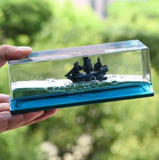 Unsinkable Pirate Ship Ornament - Self-Righting Liquid Wave Decor