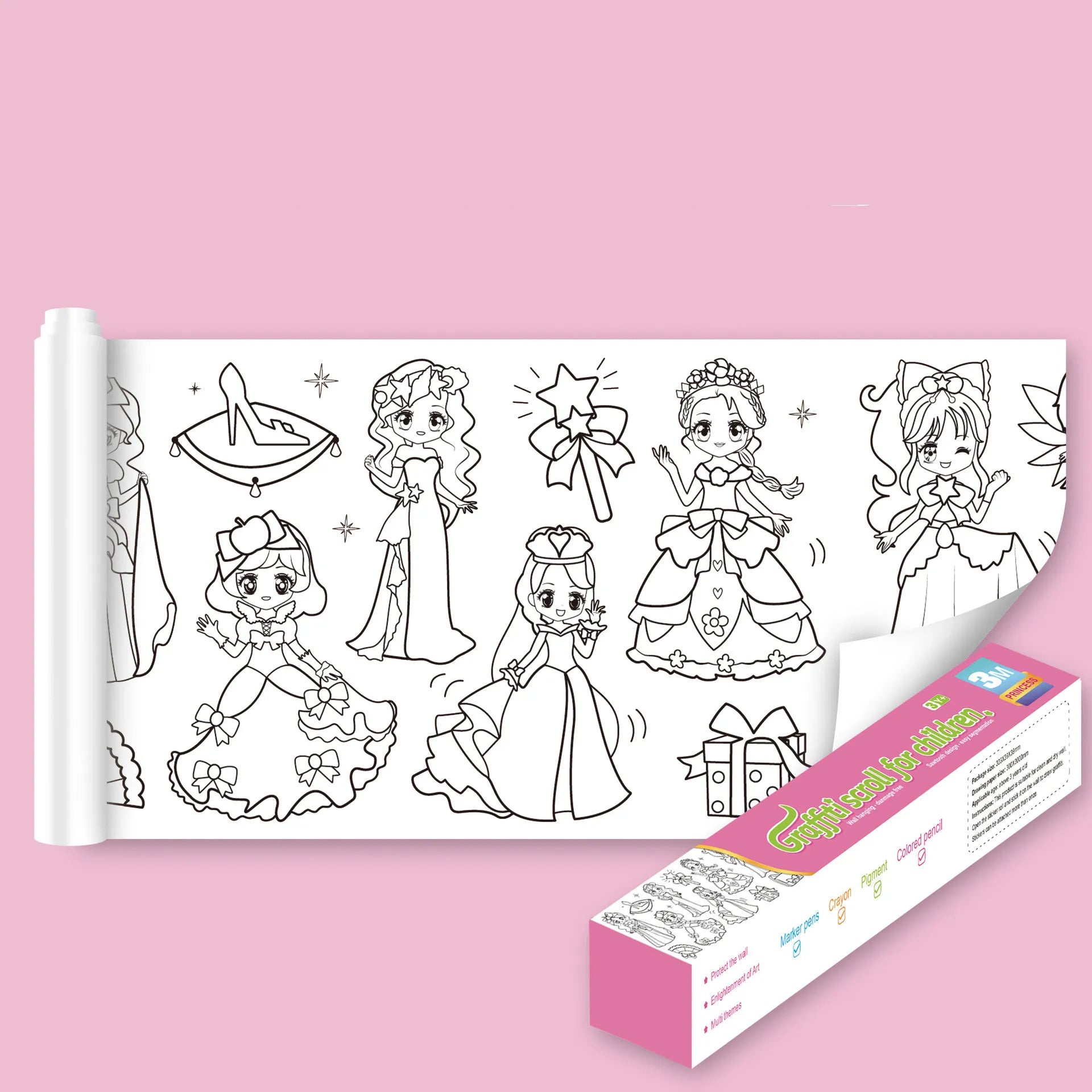 Extra Large Coloring Sheets for Kids, Sticker Coloring Poster Set in 5 Themes, Screen Free Travel Activity