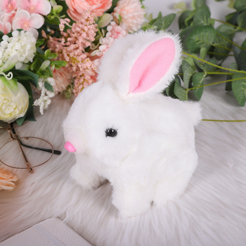 Jumping Plush Bunny Toy for Kids, Soft Interactive Walking Rabbit with Squeaky Sounds and Wagging Tail, 3 Colors