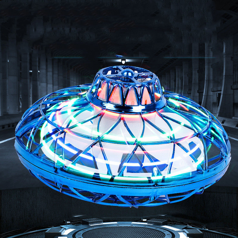 Mini Flying UFO Drone - Neon LED, USB Rechargeable, Palm-Sized Kids Toy