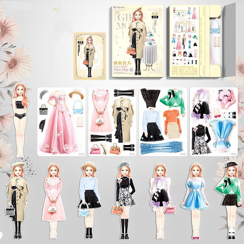 Magnetic Dress Up Doll Book for Kids, Reusable Jackets, Skirts, Dresses and Boots, 9 Character Options, Screen-Free Play