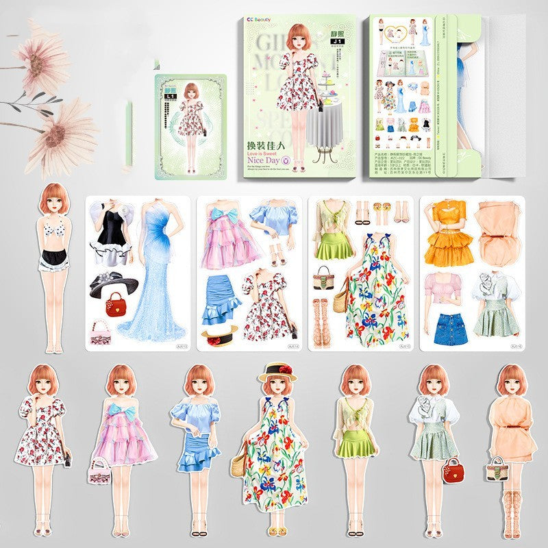 Magnetic Dress Up Doll Book for Kids, Reusable Jackets, Skirts, Dresses and Boots, 9 Character Options, Screen-Free Play