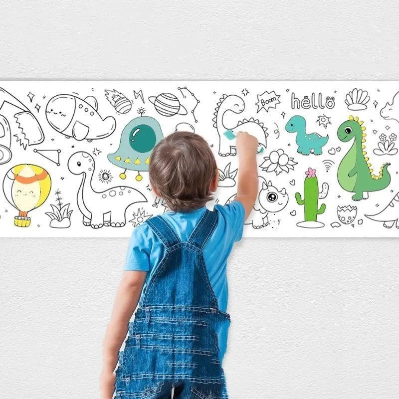 Extra Large Coloring Sheets for Kids, Sticker Coloring Poster Set in 5 Themes, Screen Free Travel Activity