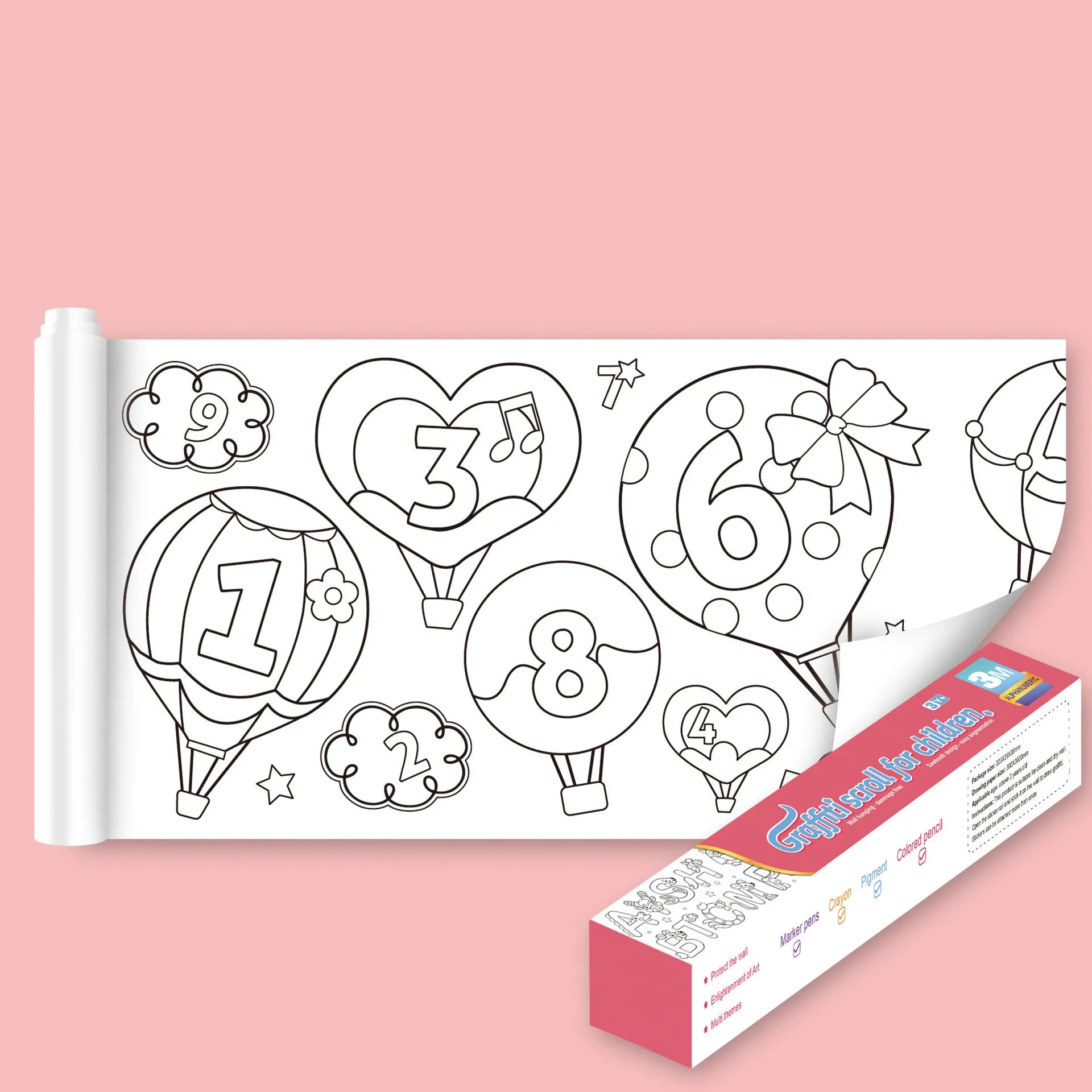 Extra Large Coloring Sheets for Kids, Sticker Coloring Poster Set in 5 Themes, Screen Free Travel Activity