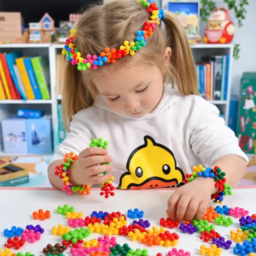 Interlocking Building Blocks Toy Set, Creative Construction Pieces for Kids to Build Bracelets and Crowns