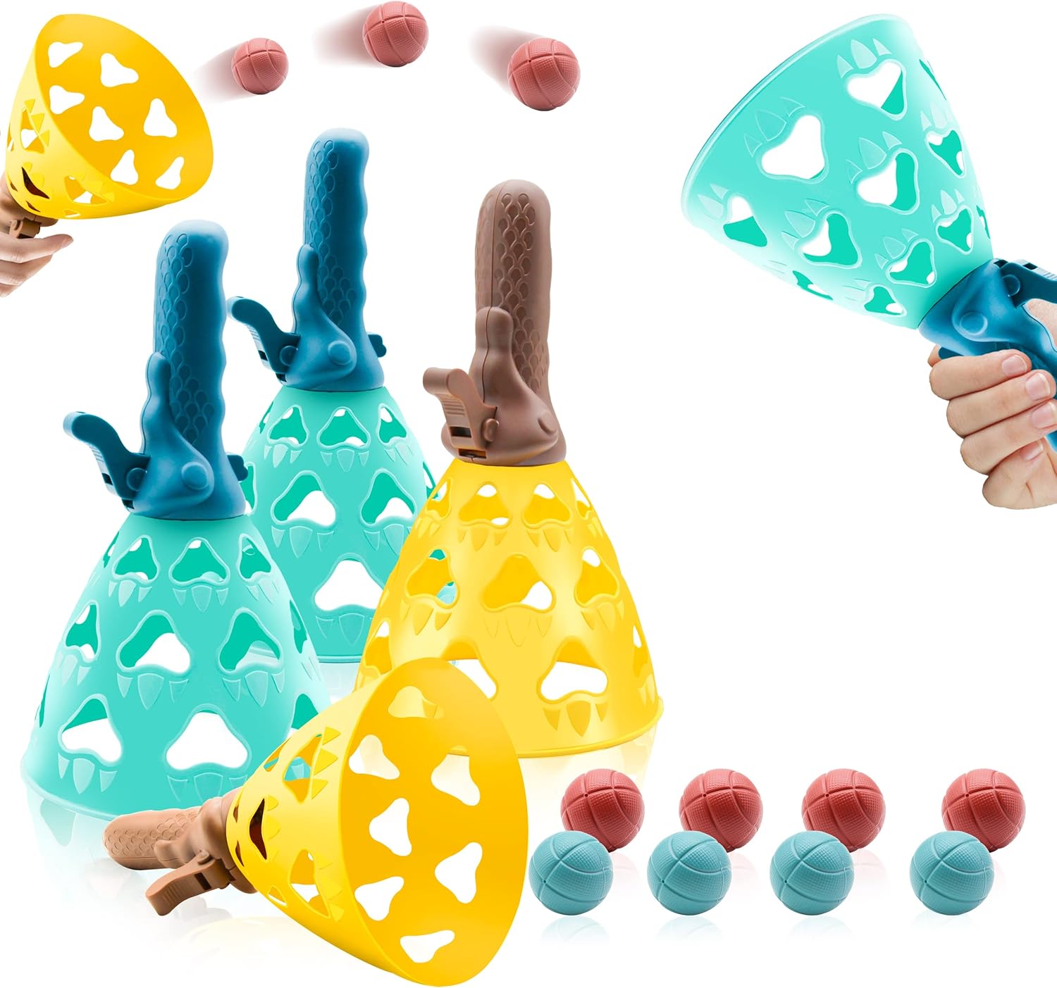 Catch and Launch Ball Game for Kids with Soft Ball Launcher, Indoor and Outdoor Active Play for Family Nights