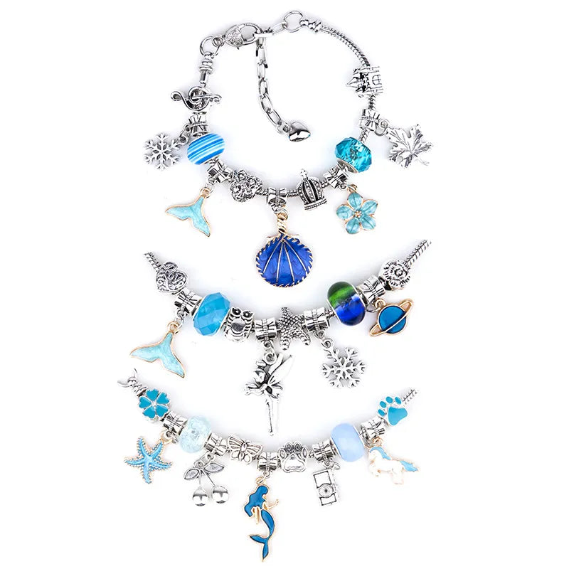 DIY Jewelry Making Kit with Colorful Beads, Charms and Adjustable String for Kids and Teen Crafters